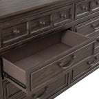Ensemble lit, commode et miroir rembourrés marron selle Paradise Valley