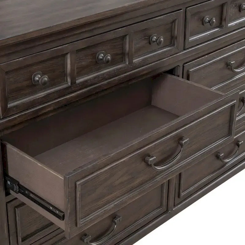 Ensemble lit, commode et miroir rembourrés marron selle Paradise Valley