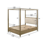 Ensemble de chambre à coucher Newell 5 pièces avec plateforme et lit à baldaquin rembourré marron clair
