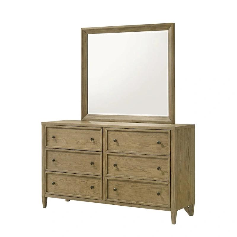 Ensemble de chambre à coucher Newell 5 pièces avec plateforme et lit à baldaquin rembourré marron clair
