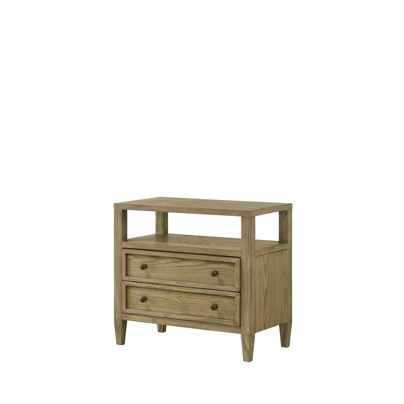 Ensemble de chambre à coucher Newell 5 pièces avec plateforme et lit à baldaquin rembourré marron clair