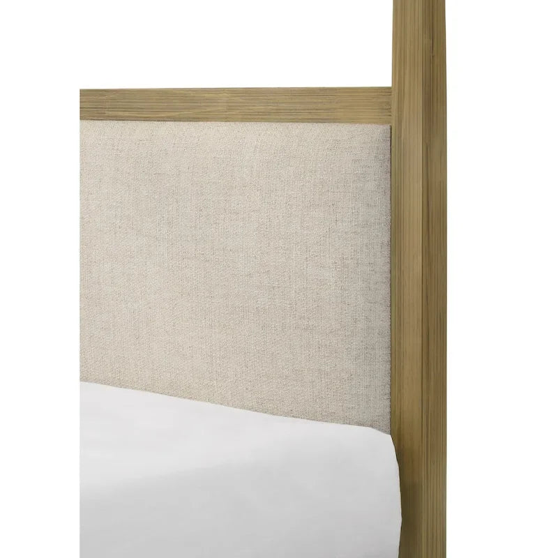 Ensemble de chambre à coucher Newell 5 pièces avec plateforme et lit à baldaquin rembourré marron clair