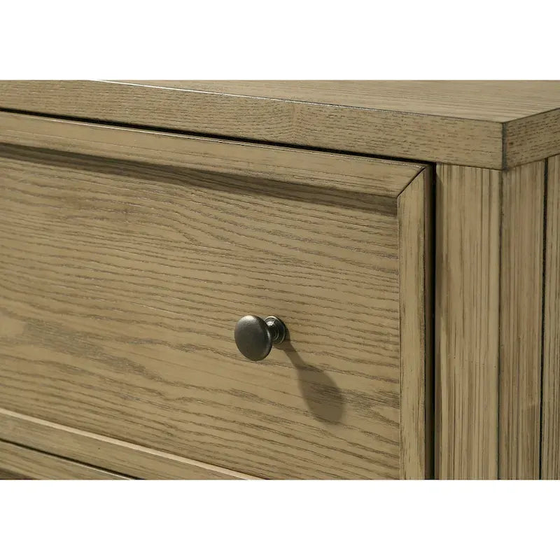 Ensemble de chambre à coucher Newell 5 pièces avec plateforme et lit à baldaquin rembourré marron clair