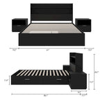 Lit plateforme Hunter avec tête de lit et 2 tables de chevet