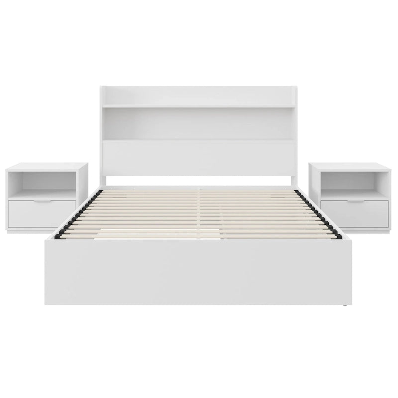 Lit plateforme Hunter avec tête de lit et 2 tables de chevet