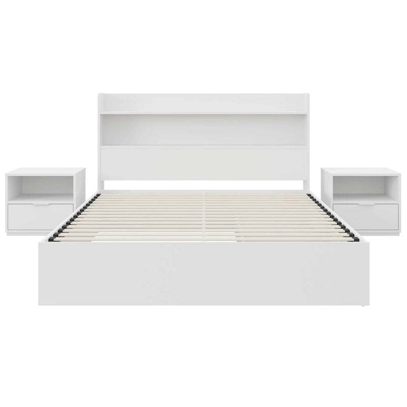 Lit plateforme Hunter avec tête de lit et 2 tables de chevet