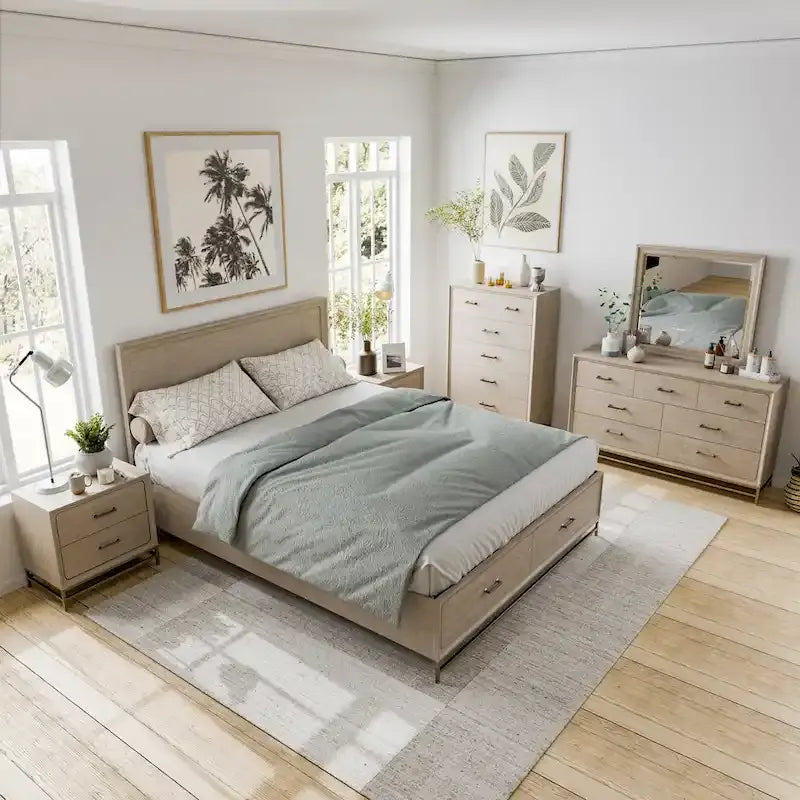 Furniture of America Drayden Transitional Oak Solid Wood 6-Piece Bedroom Set