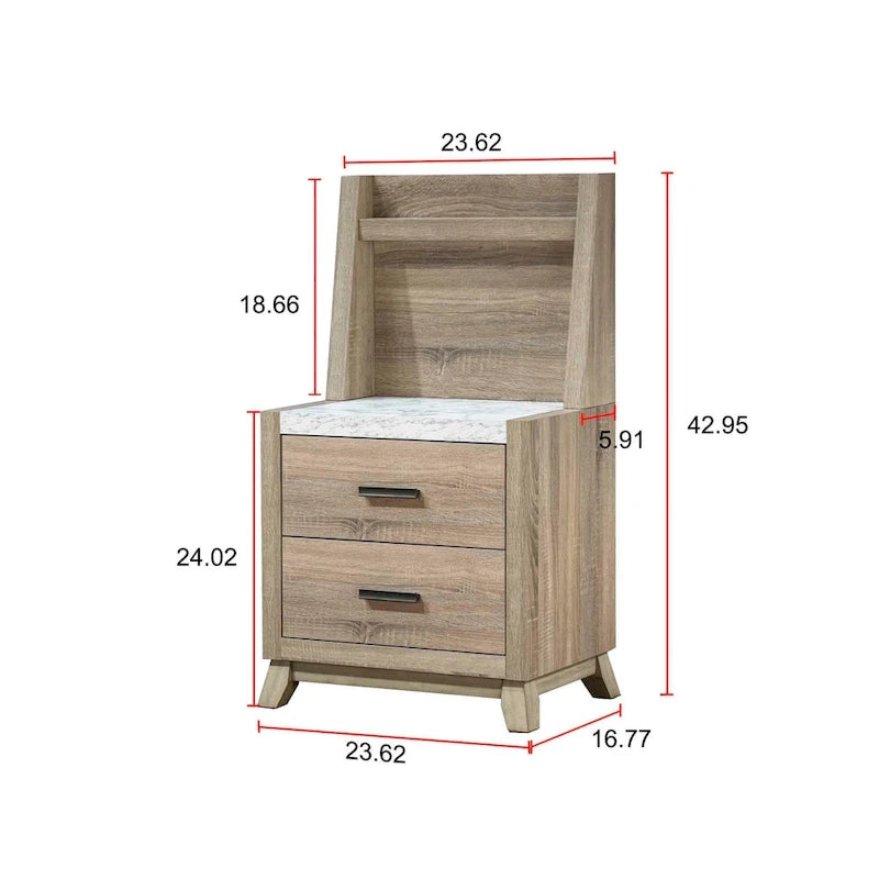 Ensemble de chambre à coucher Daemon 6 pièces à panneaux marron clair