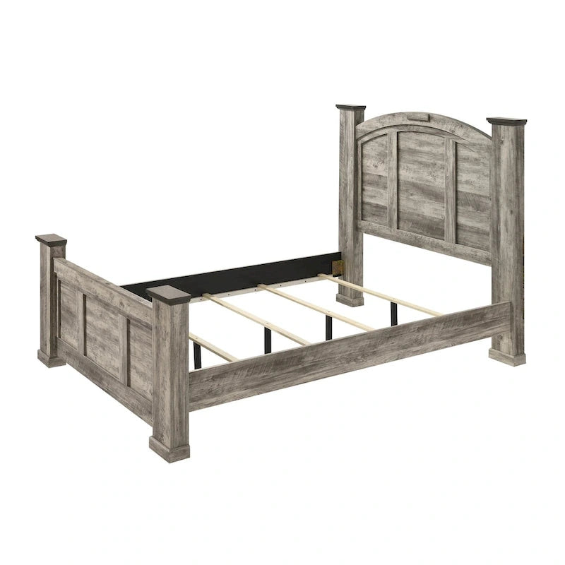Ensemble de chambre à coucher Aimon 4 pièces, panneaux gris rustiques
