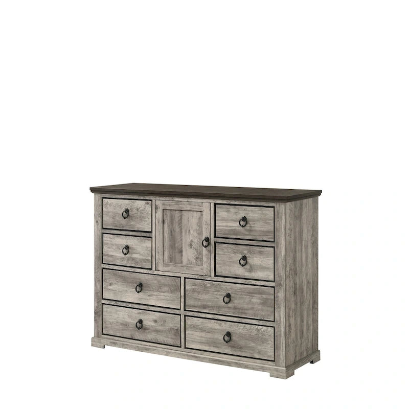 Ensemble de chambre à coucher Aimon 4 pièces, panneaux gris rustiques