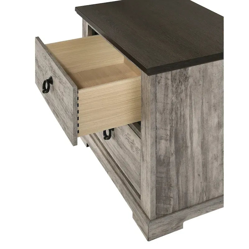 Ensemble de chambre à coucher Aimon 4 pièces, panneaux gris rustiques