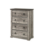 Ensemble de chambre à coucher Aimon 4 pièces, panneaux gris rustiques