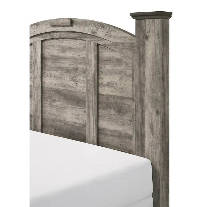 Ensemble de chambre à coucher Aimon 4 pièces, panneaux gris rustiques