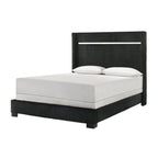 Ensemble de chambre à coucher Pedro 3 pièces en velours noir capitonné