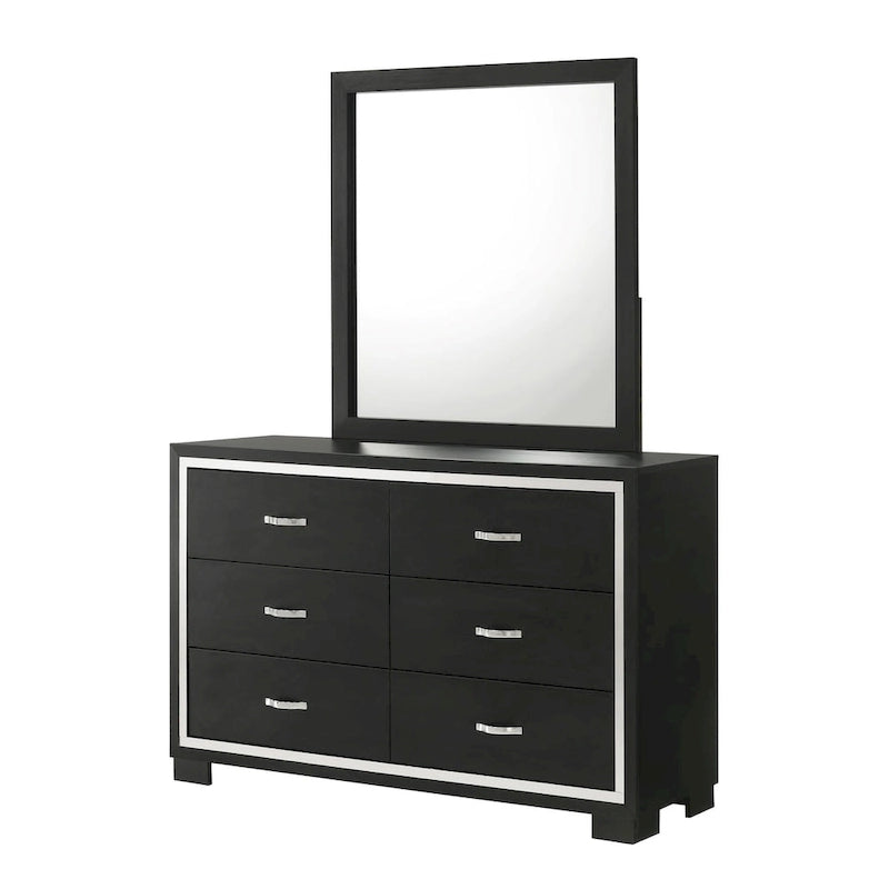 Ensemble de chambre à coucher Pedro 3 pièces en velours noir capitonné