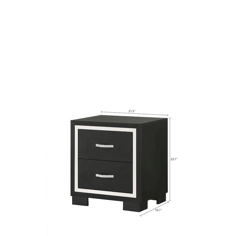 Ensemble de chambre à coucher Pedro 3 pièces en velours noir capitonné