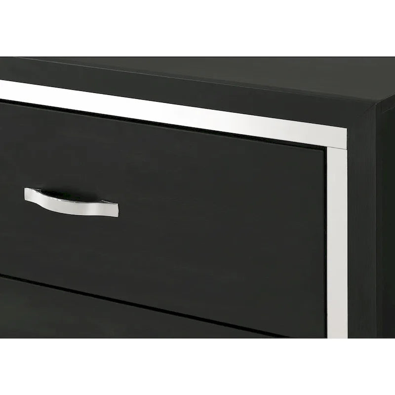 Ensemble de chambre à coucher Pedro 3 pièces en velours noir capitonné