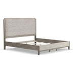 Ensemble de chambre à coucher 5 pièces Cruz de Furniture of America, composé d'un lit contemporain en bois massif gris, de 2 tables de chevet, d'une commode et d'un miroir.