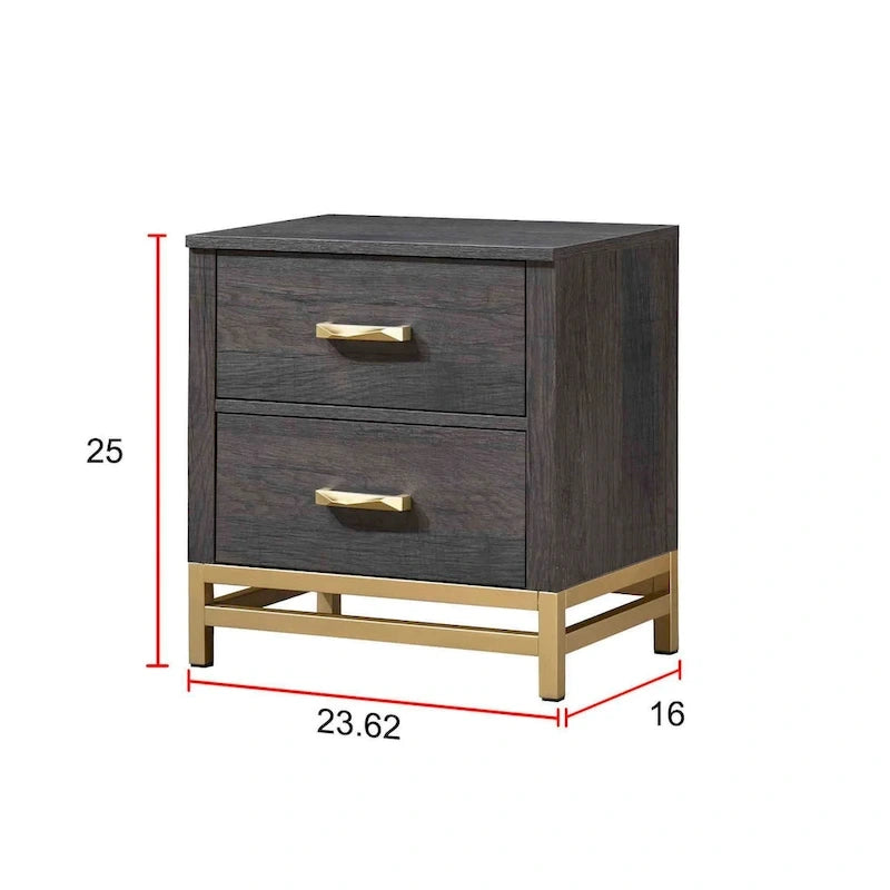 Ensemble de chambre à coucher Wedro 4 pièces à panneaux rustiques marron foncé