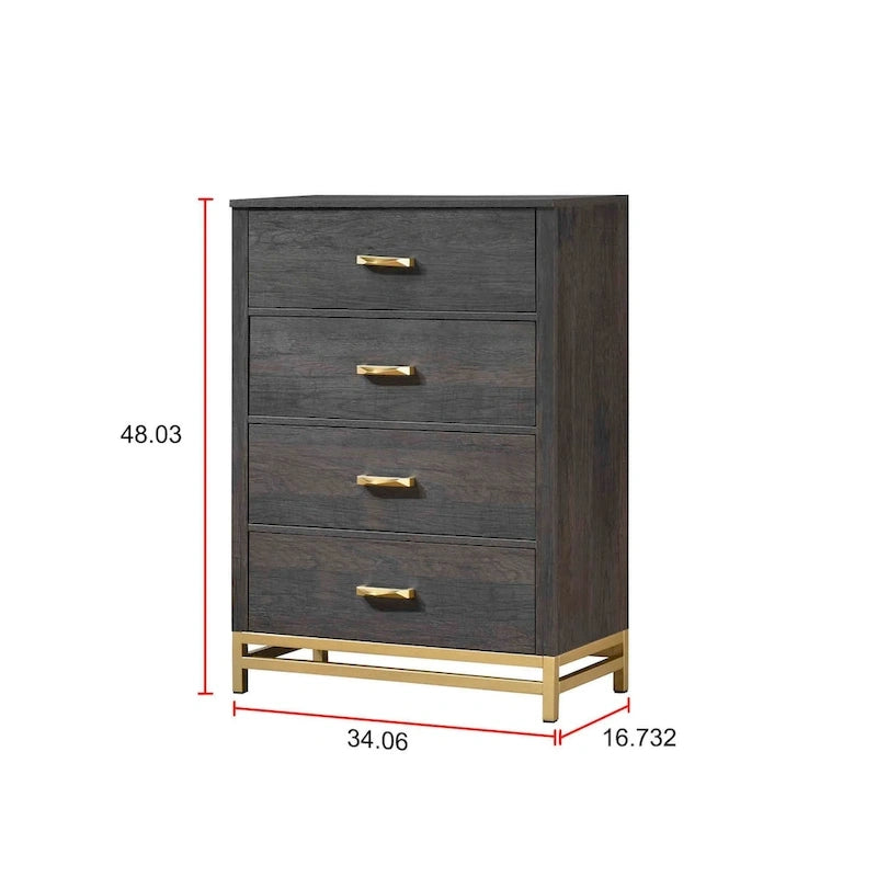 Ensemble de chambre à coucher Wedro 4 pièces à panneaux rustiques marron foncé