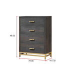 Ensemble de chambre à coucher Wedro 4 pièces à panneaux rustiques marron foncé