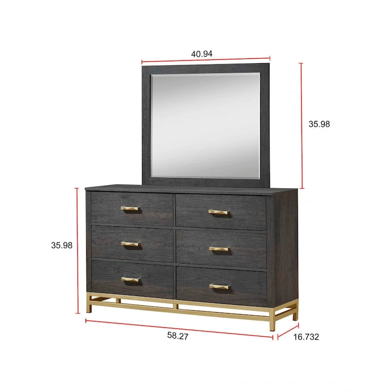 Ensemble de chambre à coucher Wedro 5 pièces à panneaux rustiques marron foncé