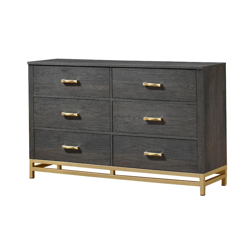 Ensemble de chambre à coucher Wedro 5 pièces à panneaux rustiques marron foncé
