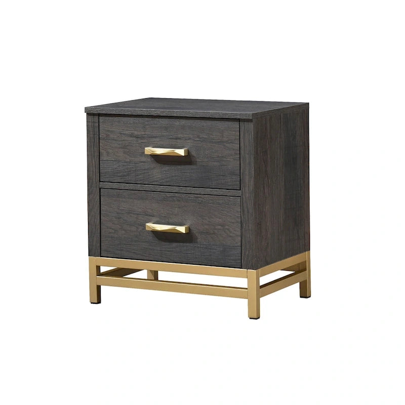 Ensemble de chambre à coucher Wedro 5 pièces à panneaux rustiques marron foncé