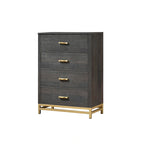Ensemble de chambre à coucher Wedro 5 pièces à panneaux rustiques marron foncé