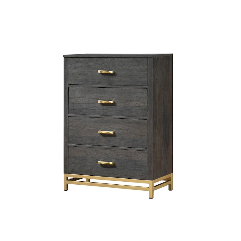 Ensemble de chambre à coucher Wedro 5 pièces à panneaux rustiques marron foncé