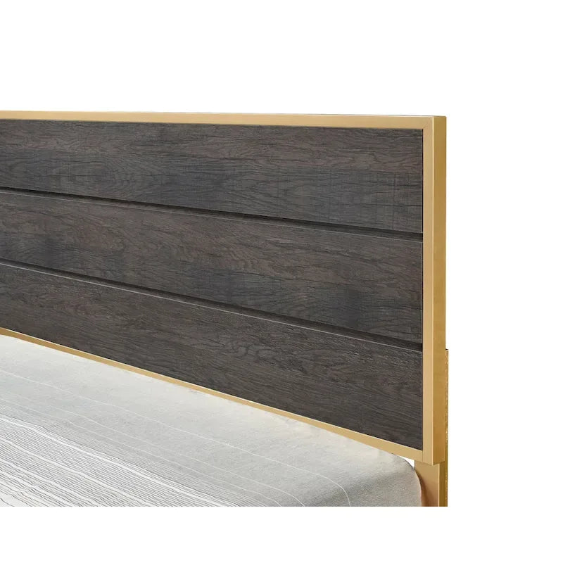 Ensemble de chambre à coucher Wedro 5 pièces à panneaux rustiques marron foncé