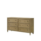 Ensemble de chambre à coucher Newell 6 pièces avec plateforme et lit à baldaquin rembourré marron clair