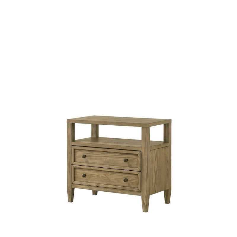 Ensemble de chambre à coucher Newell 6 pièces avec plateforme et lit à baldaquin rembourré marron clair