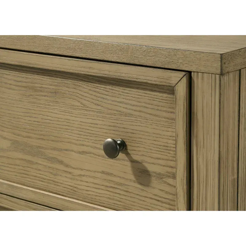 Ensemble de chambre à coucher Newell 6 pièces avec plateforme et lit à baldaquin rembourré marron clair