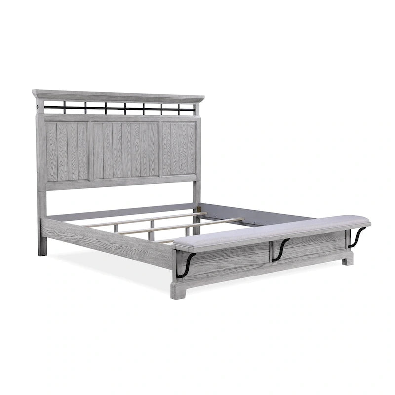 Ensemble de chambre à coucher Debra 6 pièces avec banc et pied de lit gris