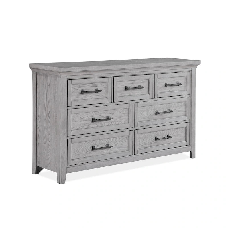 Ensemble de chambre à coucher Debra 6 pièces avec banc et pied de lit gris
