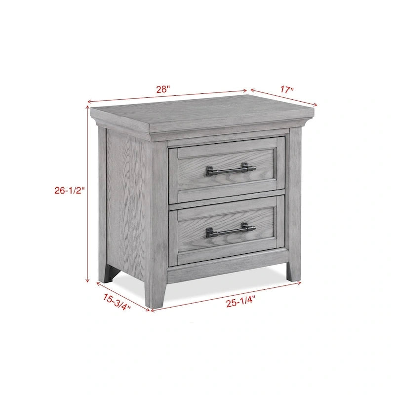 Ensemble de chambre à coucher Debra 6 pièces avec banc et pied de lit gris