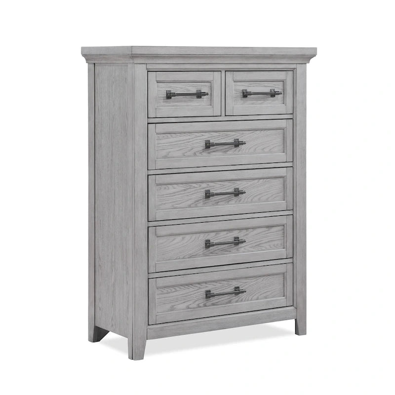 Ensemble de chambre à coucher Debra 6 pièces avec banc et pied de lit gris