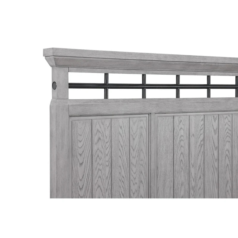Ensemble de chambre à coucher Debra 6 pièces avec banc et pied de lit gris