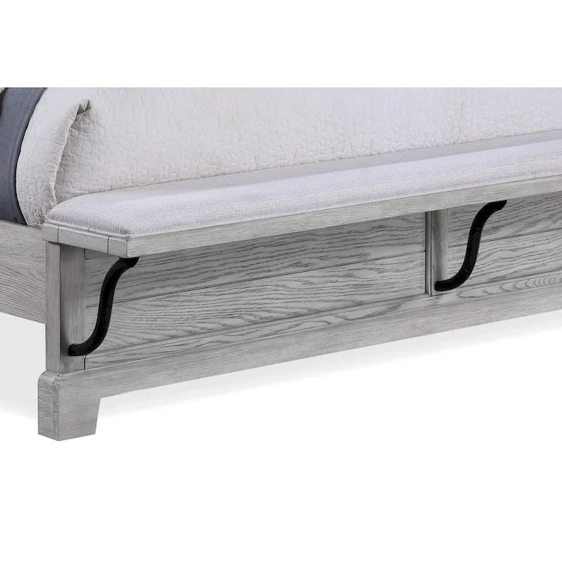 Ensemble de chambre à coucher Debra 6 pièces avec banc et pied de lit gris