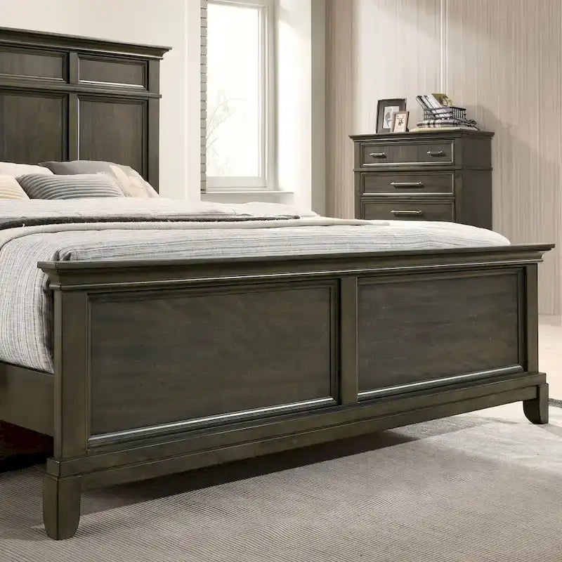 Ensemble de chambre à coucher à panneaux 6 pièces Evva traditionnel en bois gris de Furniture of America