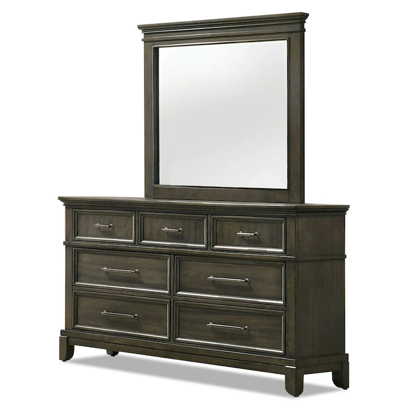 Ensemble de chambre à coucher à panneaux 6 pièces Evva traditionnel en bois gris de Furniture of America