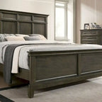 Ensemble de chambre à coucher à panneaux gris traditionnel Evva de Furniture of America, 5 pièces