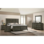 Ensemble de chambre à coucher à panneaux gris traditionnel Evva de Furniture of America, 5 pièces