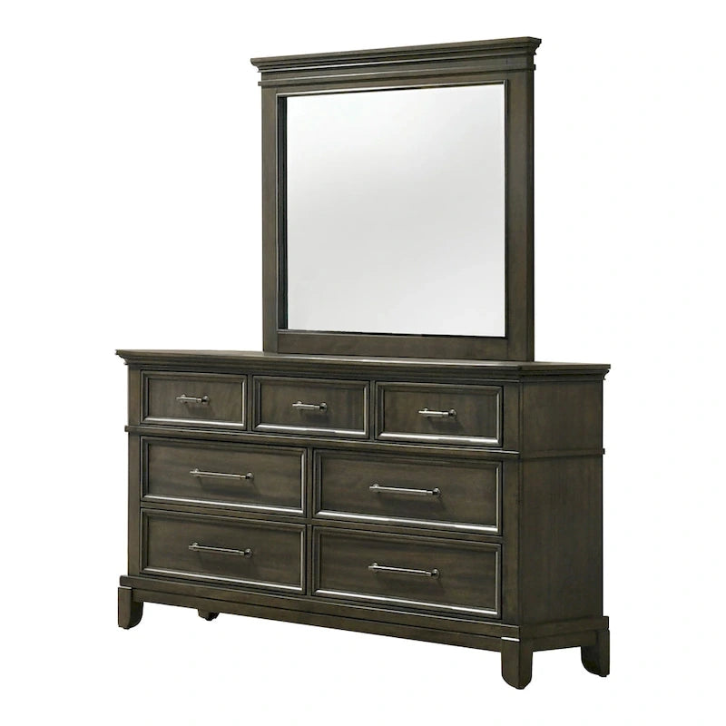 Ensemble de chambre à coucher à panneaux gris traditionnel Evva de Furniture of America, 5 pièces