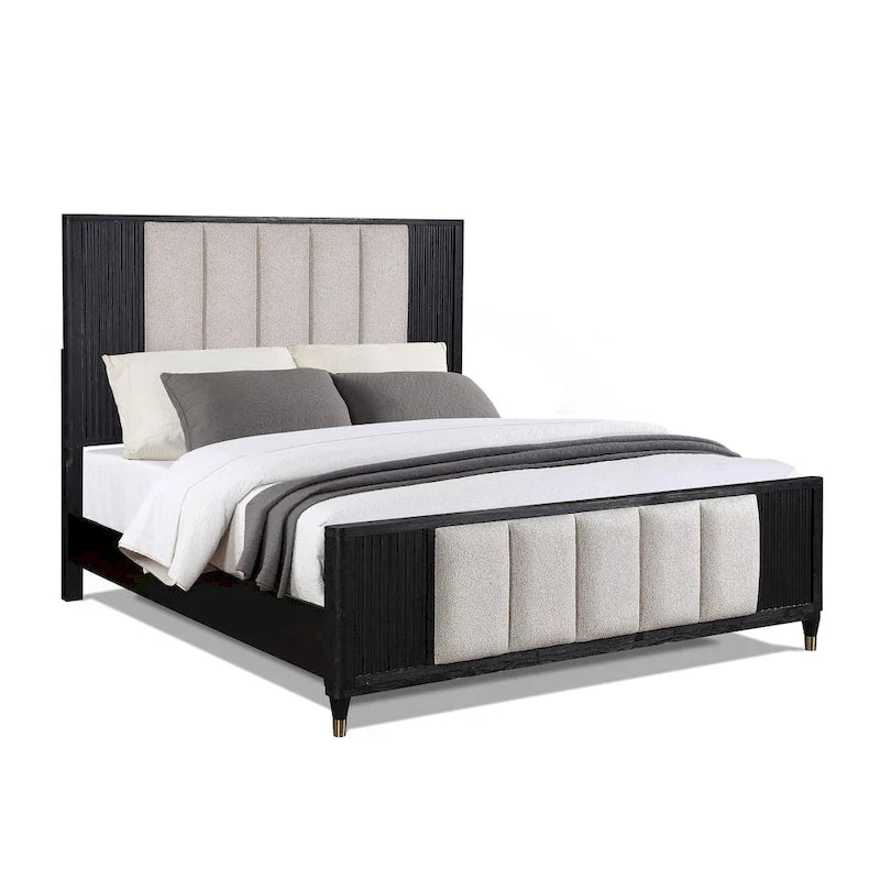 Ensemble de chambre à coucher Shelby 4 pièces à panneaux noirs rembourrés