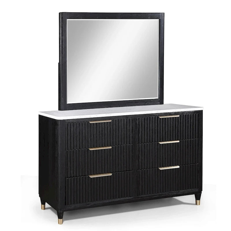 Ensemble de chambre à coucher Shelby 4 pièces à panneaux noirs rembourrés
