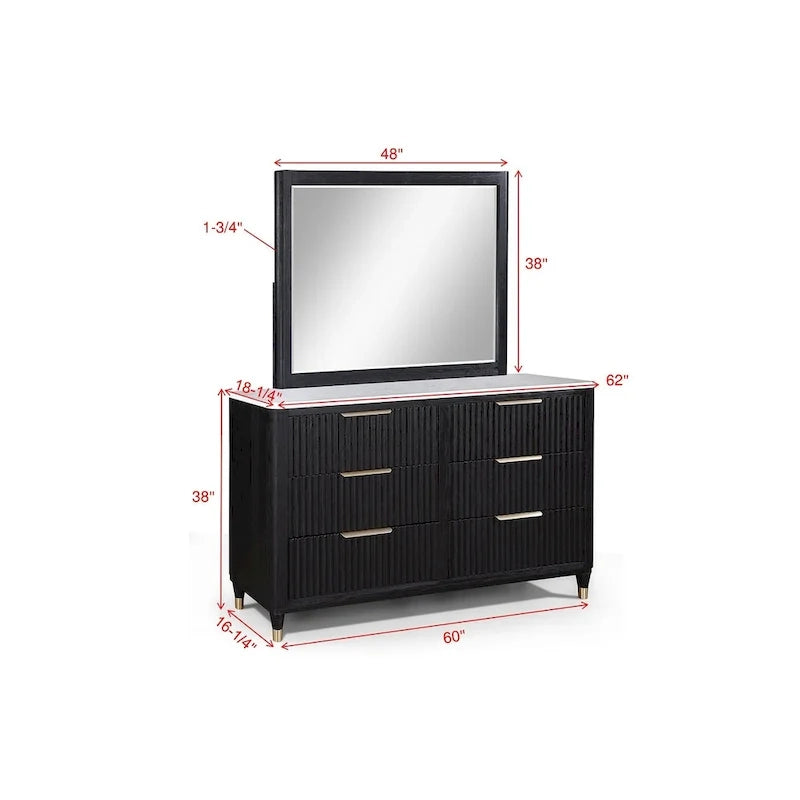 Ensemble de chambre à coucher Shelby 4 pièces à panneaux noirs rembourrés
