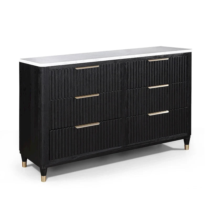 Ensemble de chambre à coucher Shelby 4 pièces à panneaux noirs rembourrés