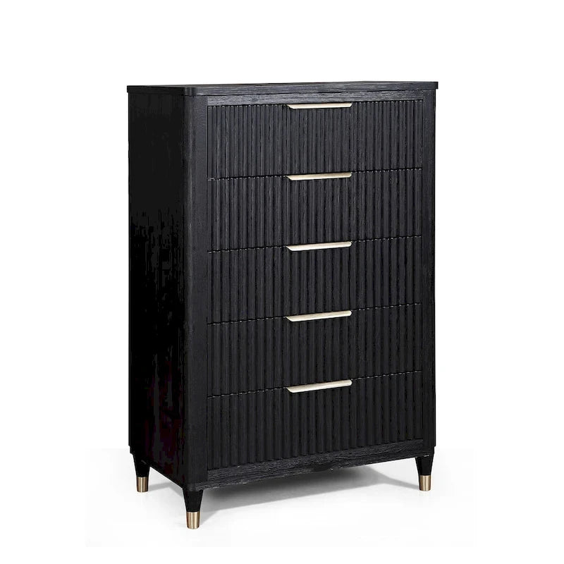 Ensemble de chambre à coucher Shelby 4 pièces à panneaux noirs rembourrés